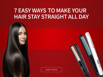 Woman with sleek straight hair after styling with a hair straightener