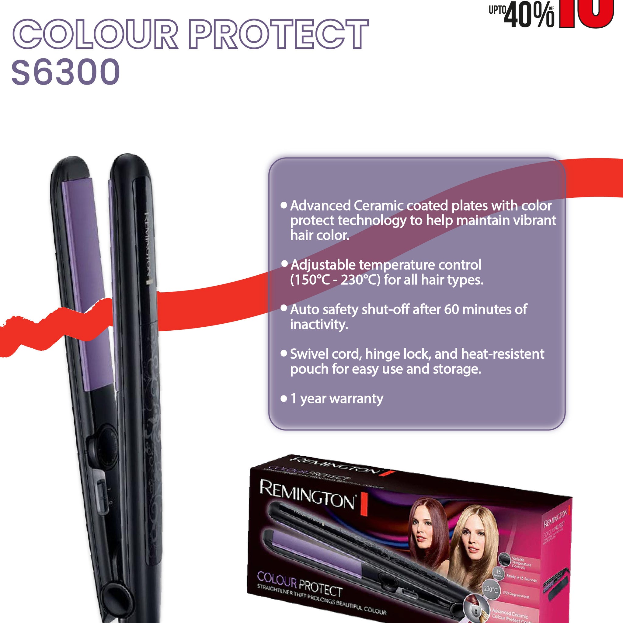 REMINGTON S6300 HAIR STRAIGHTENER COLOUR PROTECT