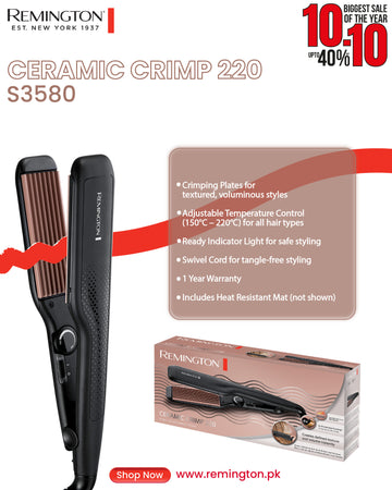 REMINGTON CERAMIC CRIMP CREPE HAIR STRAIGHTENER-S3580
